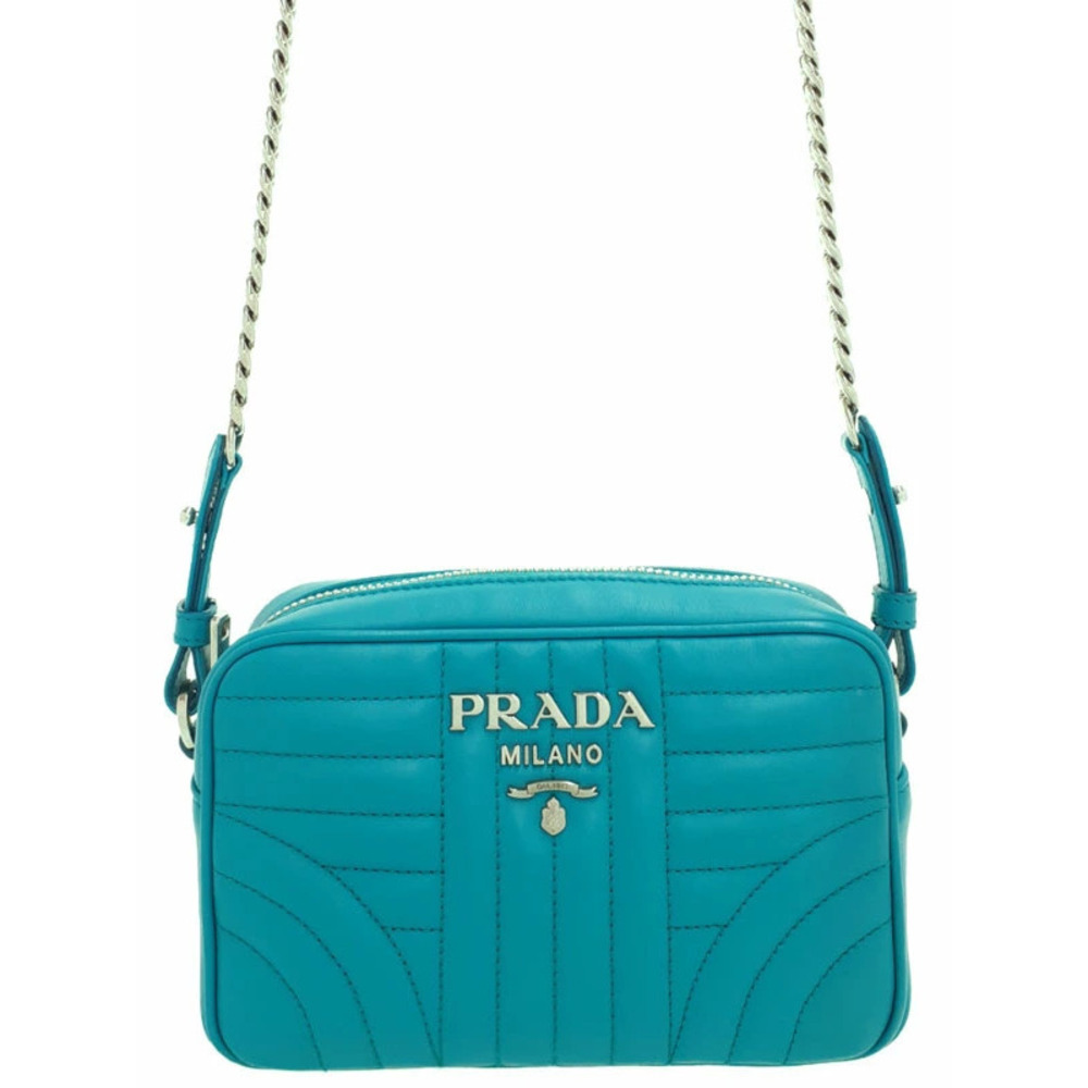 Prada Diagramme Camera Bag quilted blue calf leather